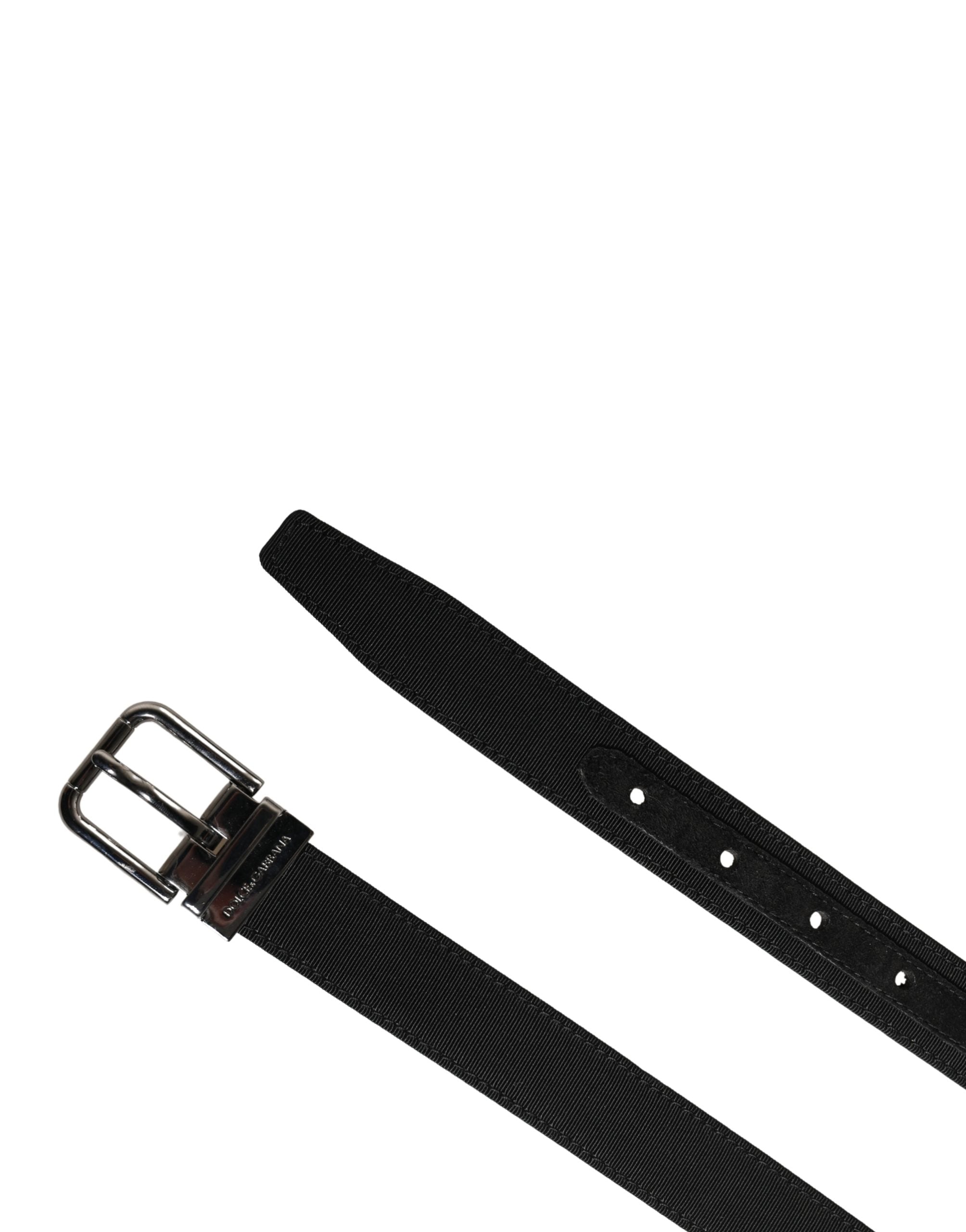 Men Black Viscose Leather Metal Buckle Belt