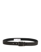 Men Black Classic Leather Metal Buckle Belt