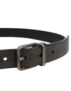Men Black Classic Leather Metal Buckle Belt