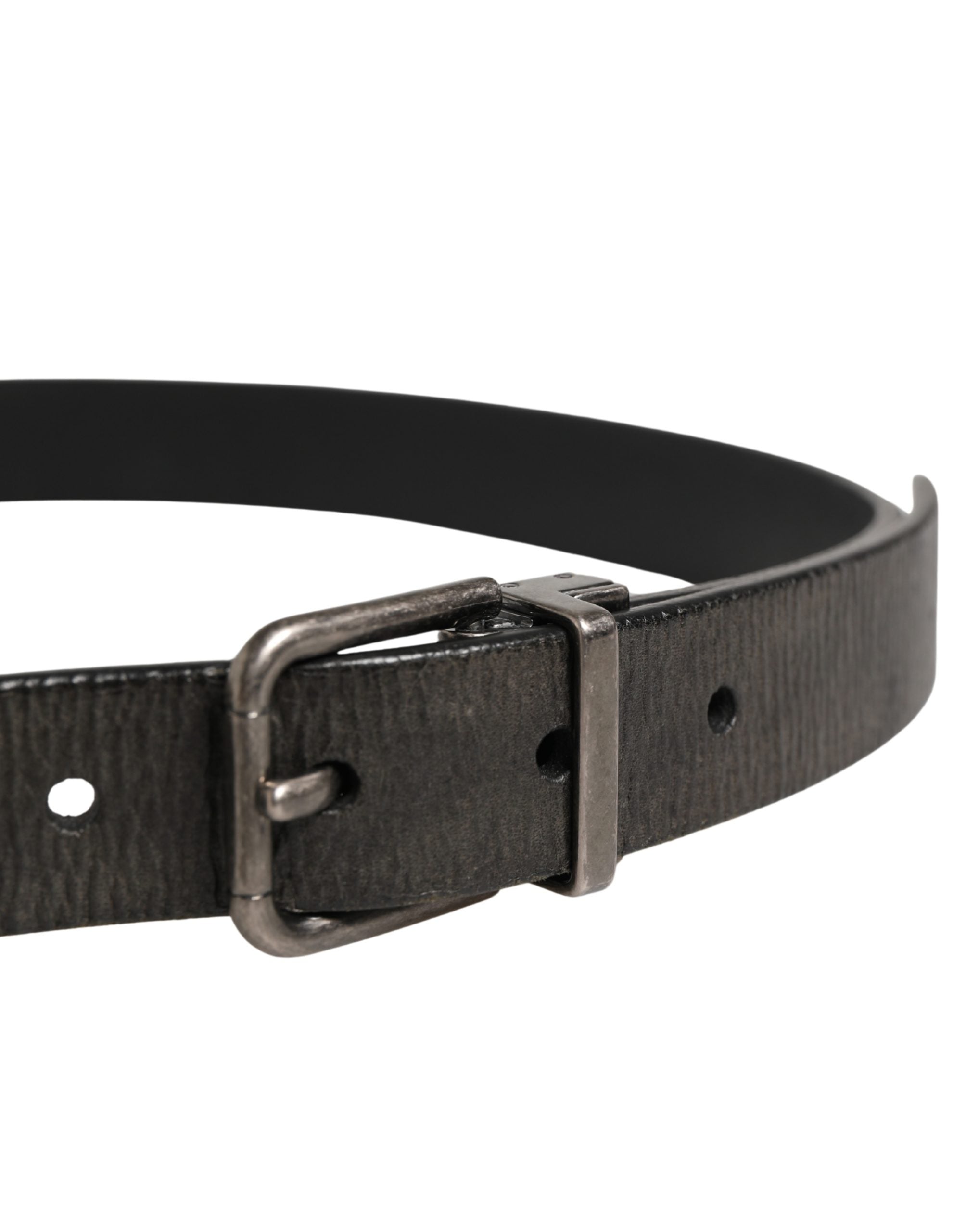 Men Black Classic Leather Metal Buckle Belt