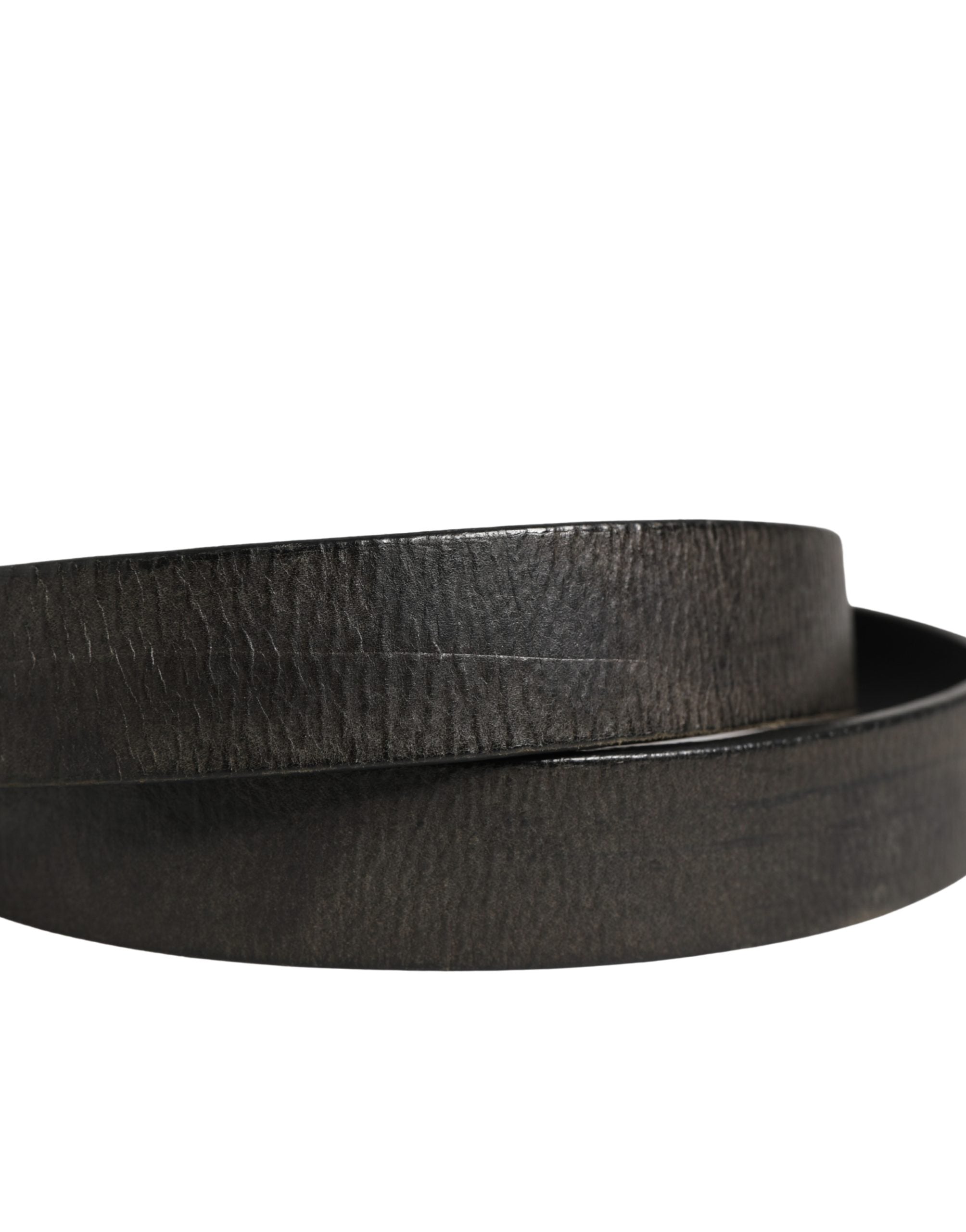 Men Black Classic Leather Metal Buckle Belt
