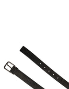 Men Black Classic Leather Metal Buckle Belt