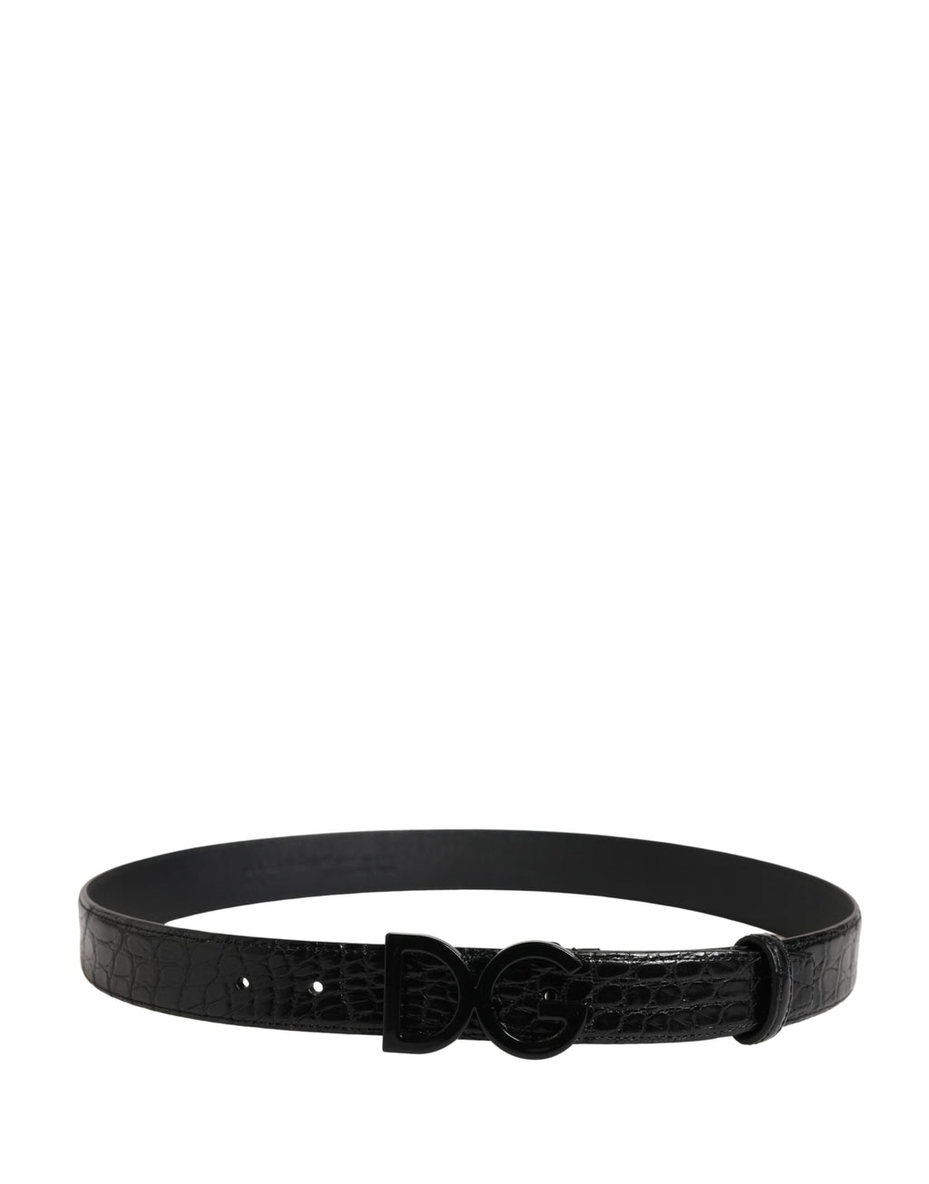 Men Black Exotic Leather Logo Buckle Belt