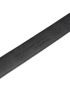 Men Black Exotic Leather Logo Buckle Belt