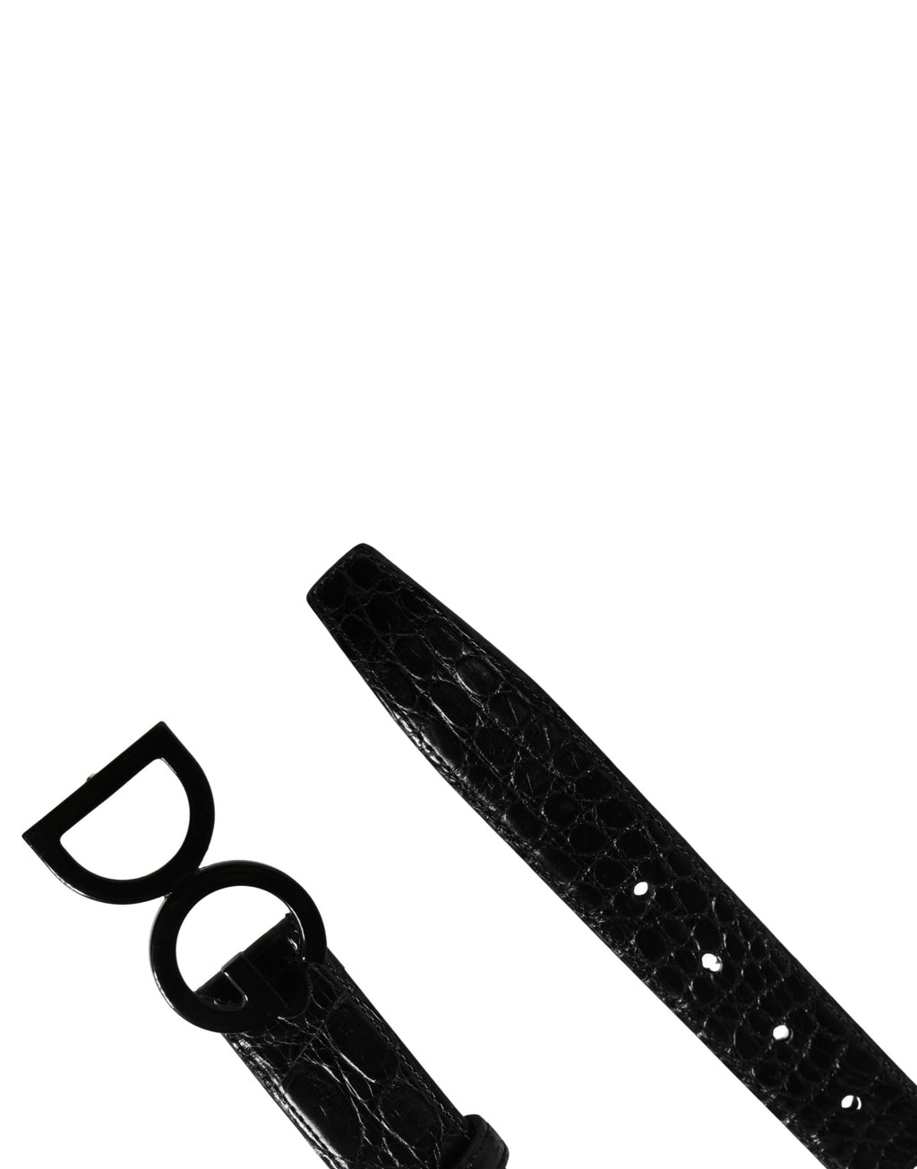 Men Black Exotic Leather Logo Buckle Belt