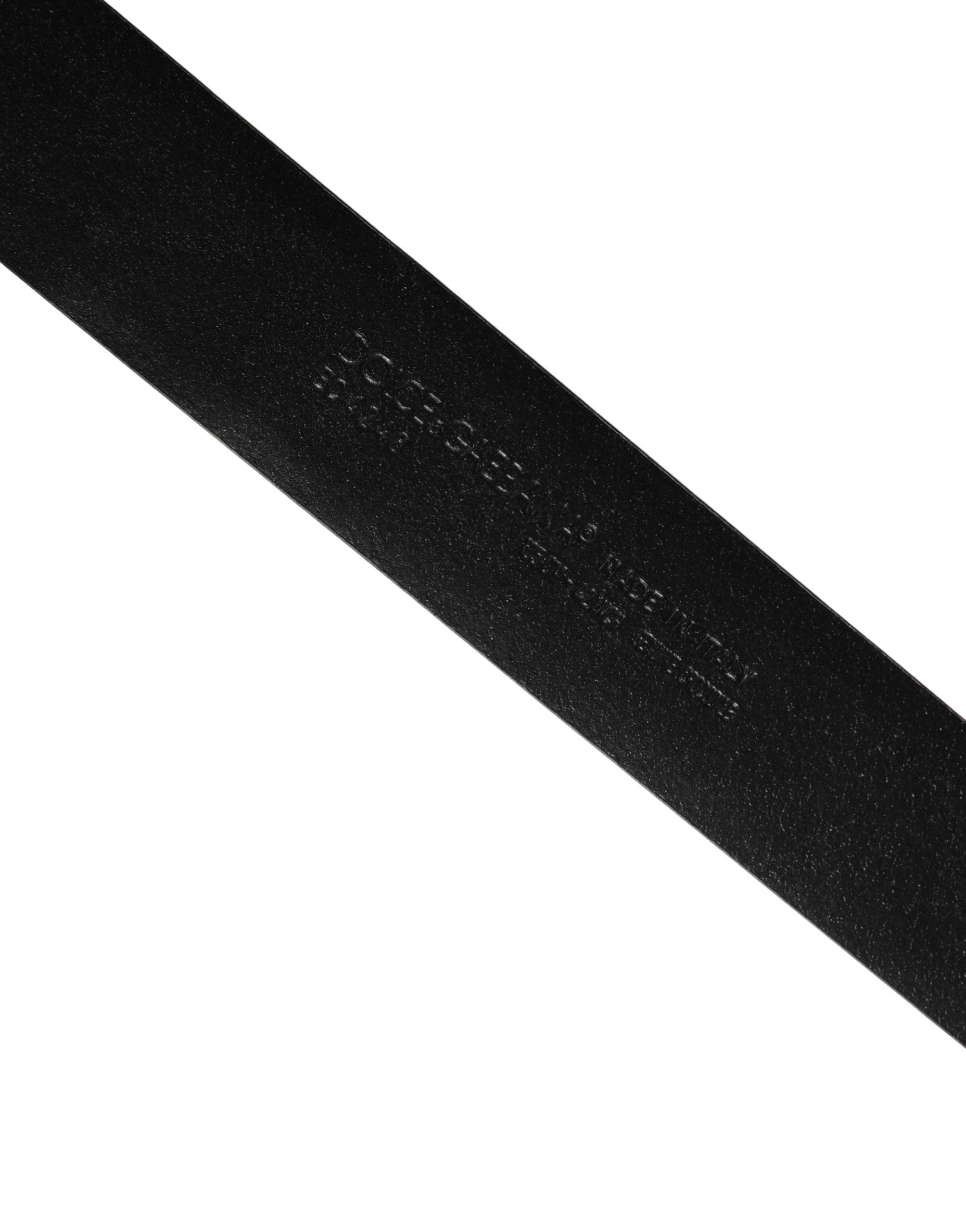 Men Black Exotic Leather Logo Buckle Belt