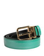Men Green Classic Leather Metal Buckle Belt