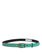 Men Green Classic Leather Metal Buckle Belt