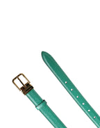 Men Green Classic Leather Metal Buckle Belt