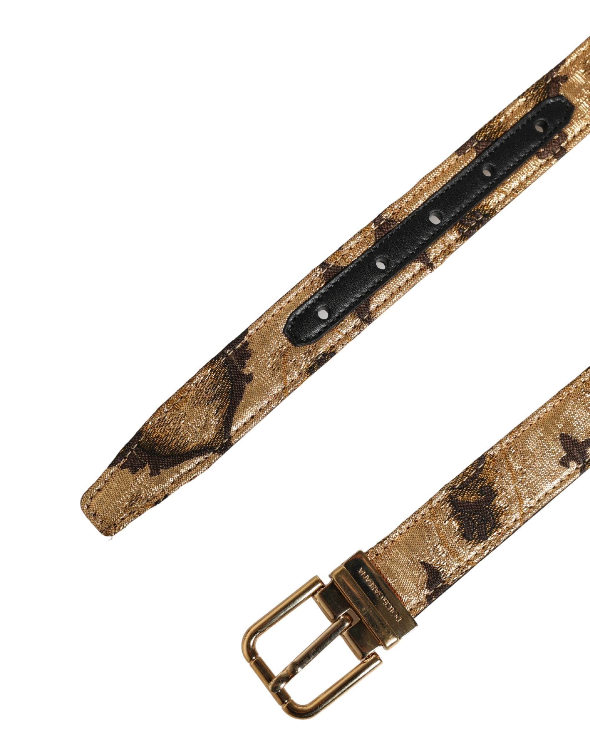 Beige Acetate Leather Gold Metal Buckle Belt