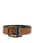 Men Brown Classic Leather Metal Buckle Belt
