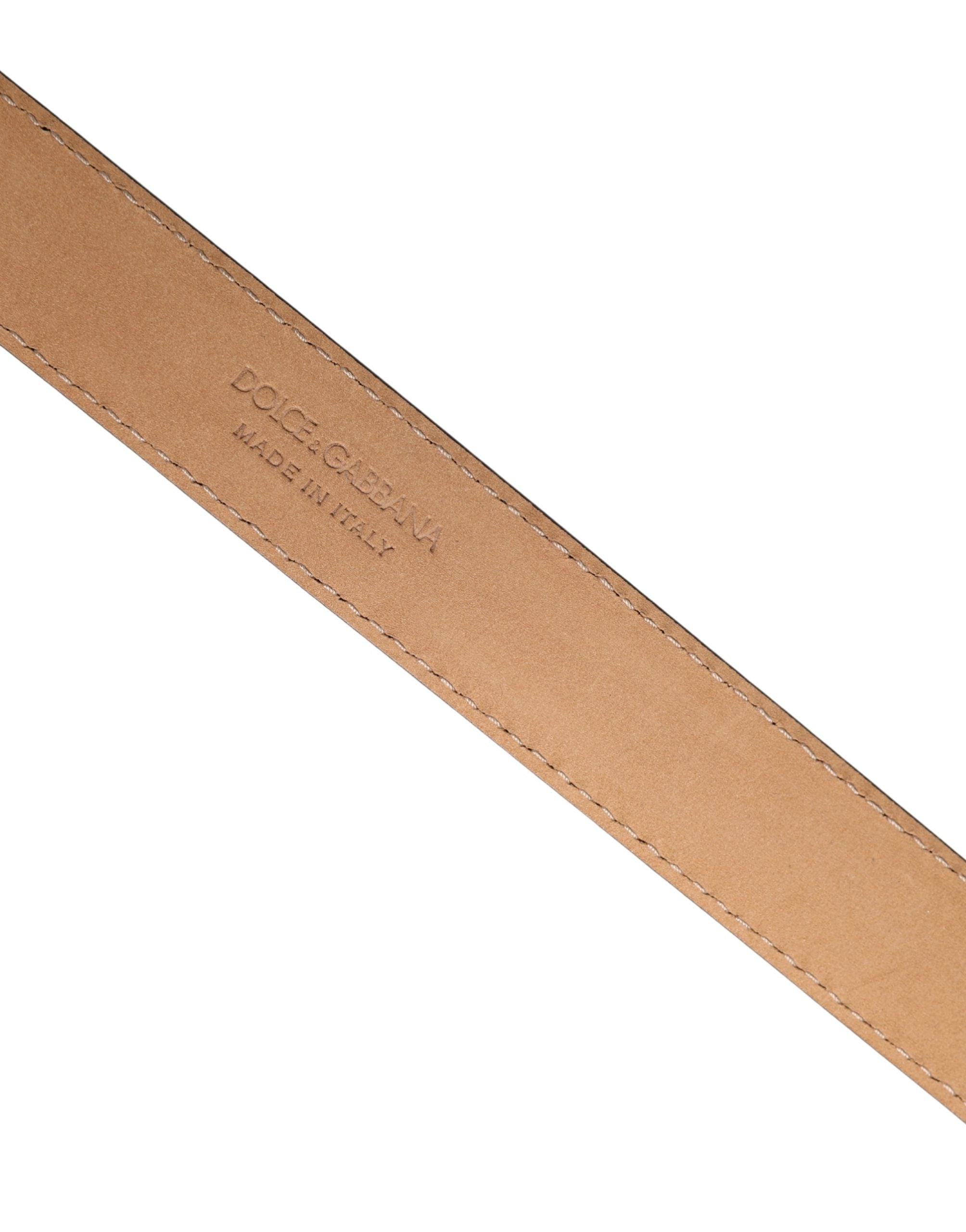 Men Black Marble Leather Metal Buckle Belt