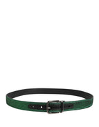 Men Green Lurex Polyester Metal Buckle Belt