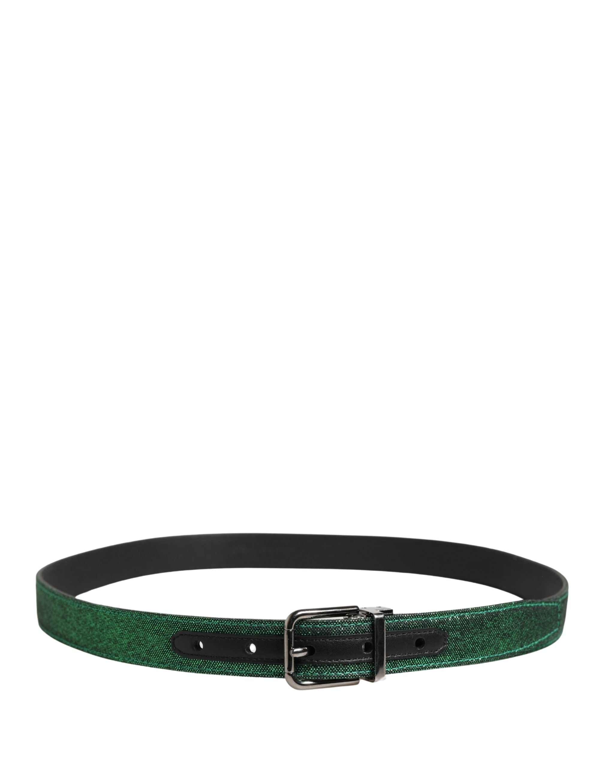Men Green Lurex Polyester Metal Buckle Belt
