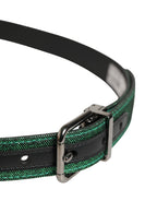Men Green Lurex Polyester Metal Buckle Belt