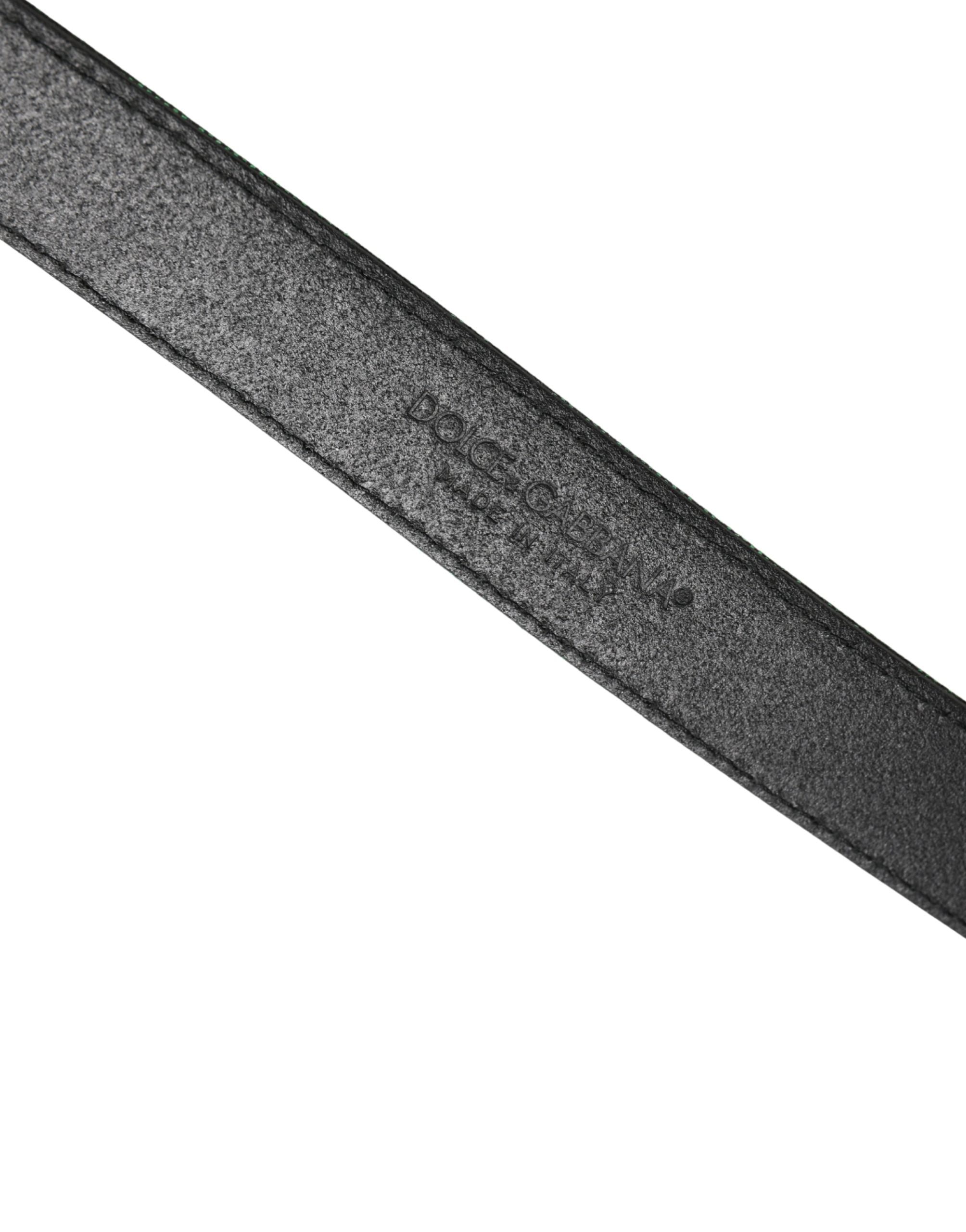 Men Green Lurex Polyester Metal Buckle Belt