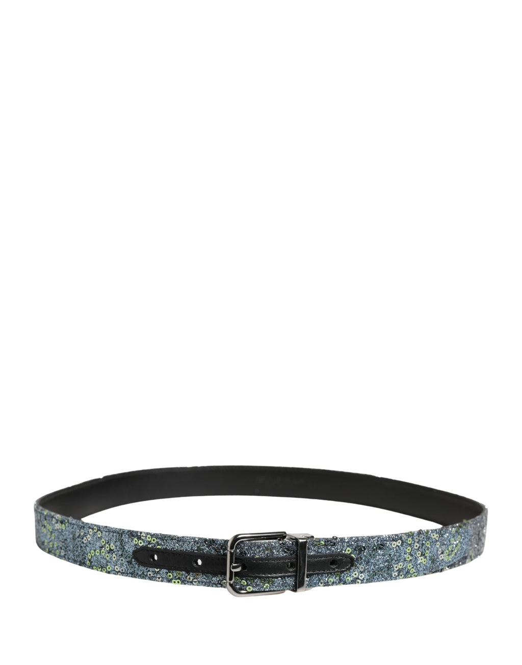 Men Multicolor Sequin Silver Metal Buckle Belt