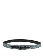 Men Multicolor Sequin Silver Metal Buckle Belt