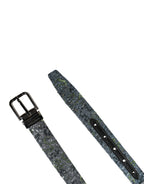 Men Multicolor Sequin Silver Metal Buckle Belt