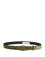 Men Green Velvet Leather Metal Buckle Belt