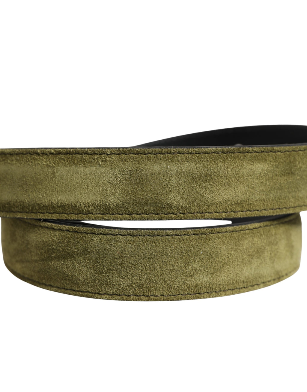 Men Green Velvet Leather Metal Buckle Belt