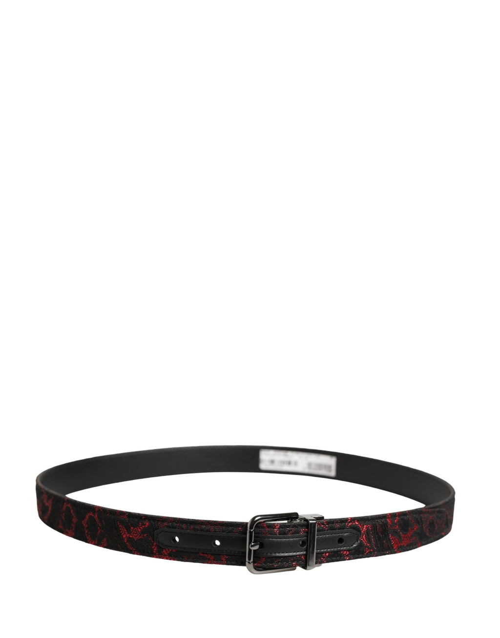 Black Red Polyester Silver Metal Buckle Belt