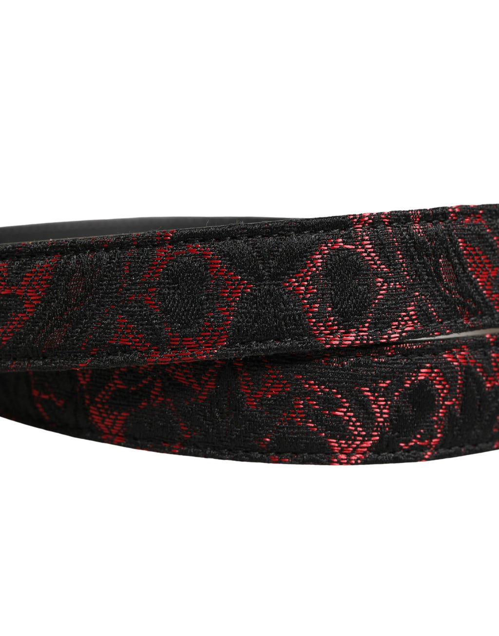 Black Red Polyester Silver Metal Buckle Belt