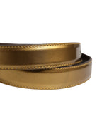 Men Gold Classic Leather Metal Buckle Belt