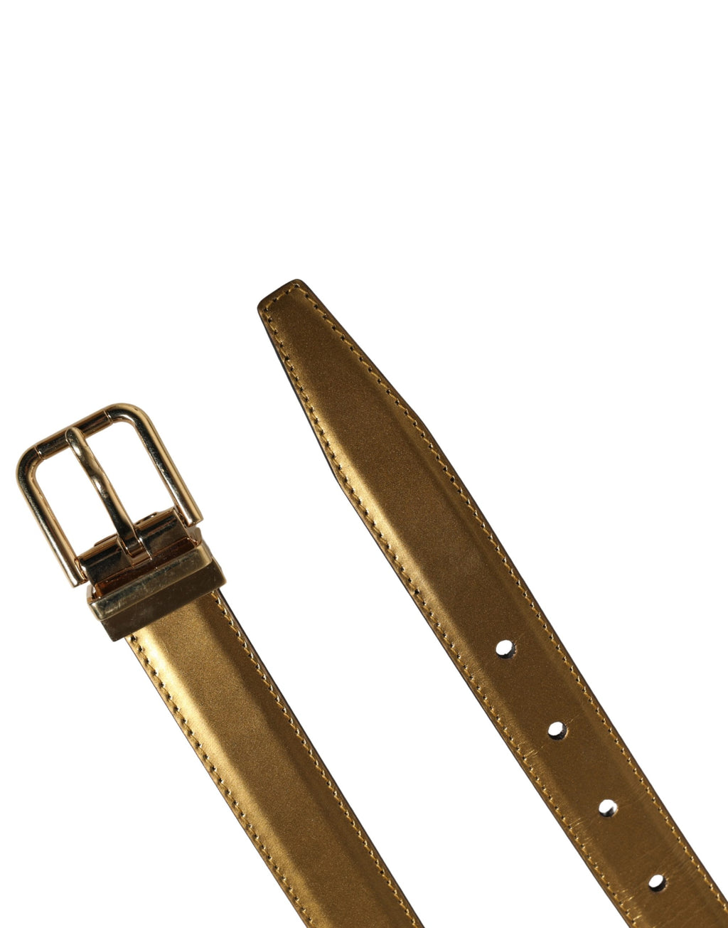 Men Gold Classic Leather Metal Buckle Belt