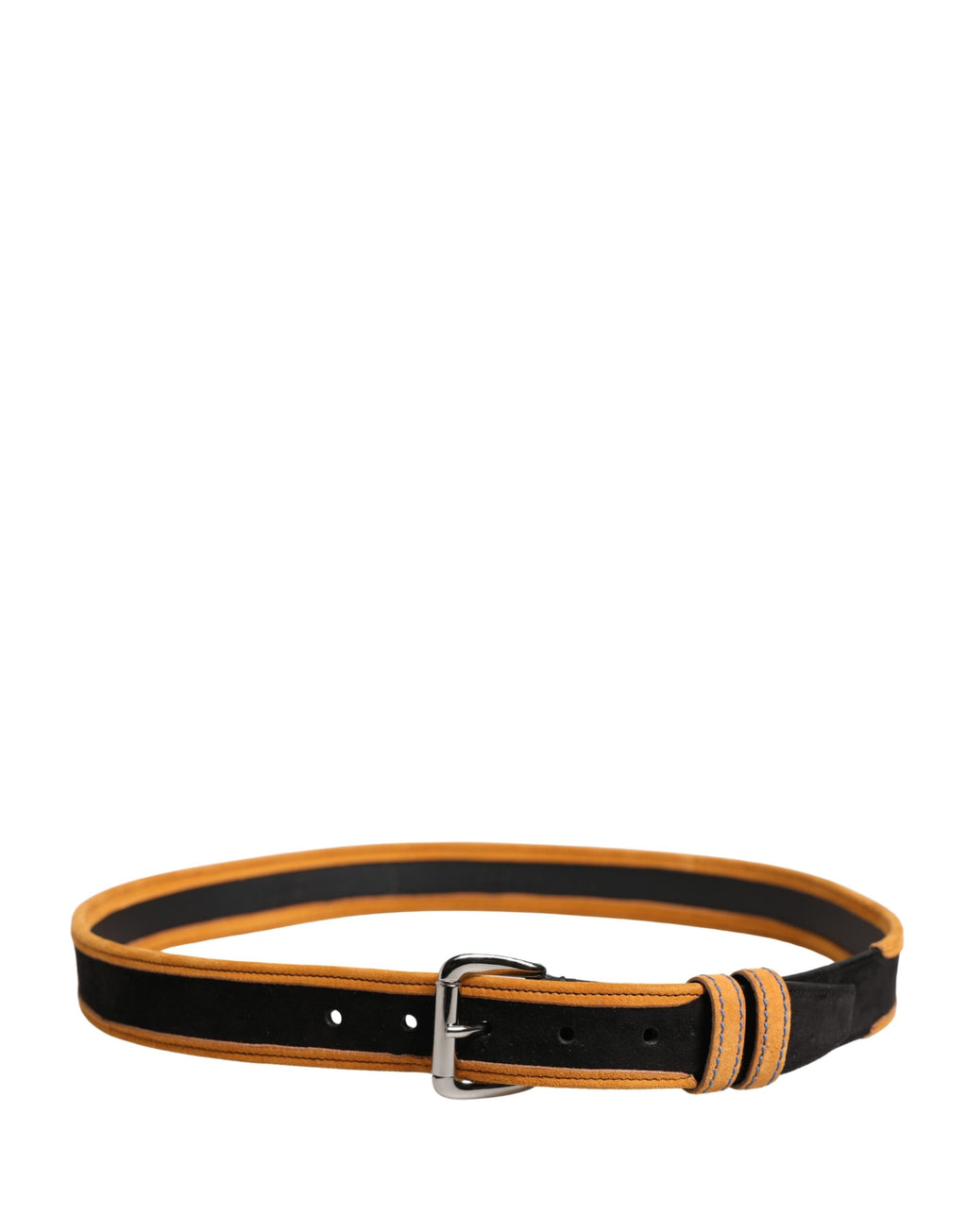 Men Black Orange Polyester Metal Buckle Belt
