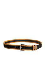 Men Black Orange Polyester Metal Buckle Belt