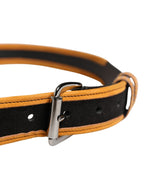 Men Black Orange Polyester Metal Buckle Belt