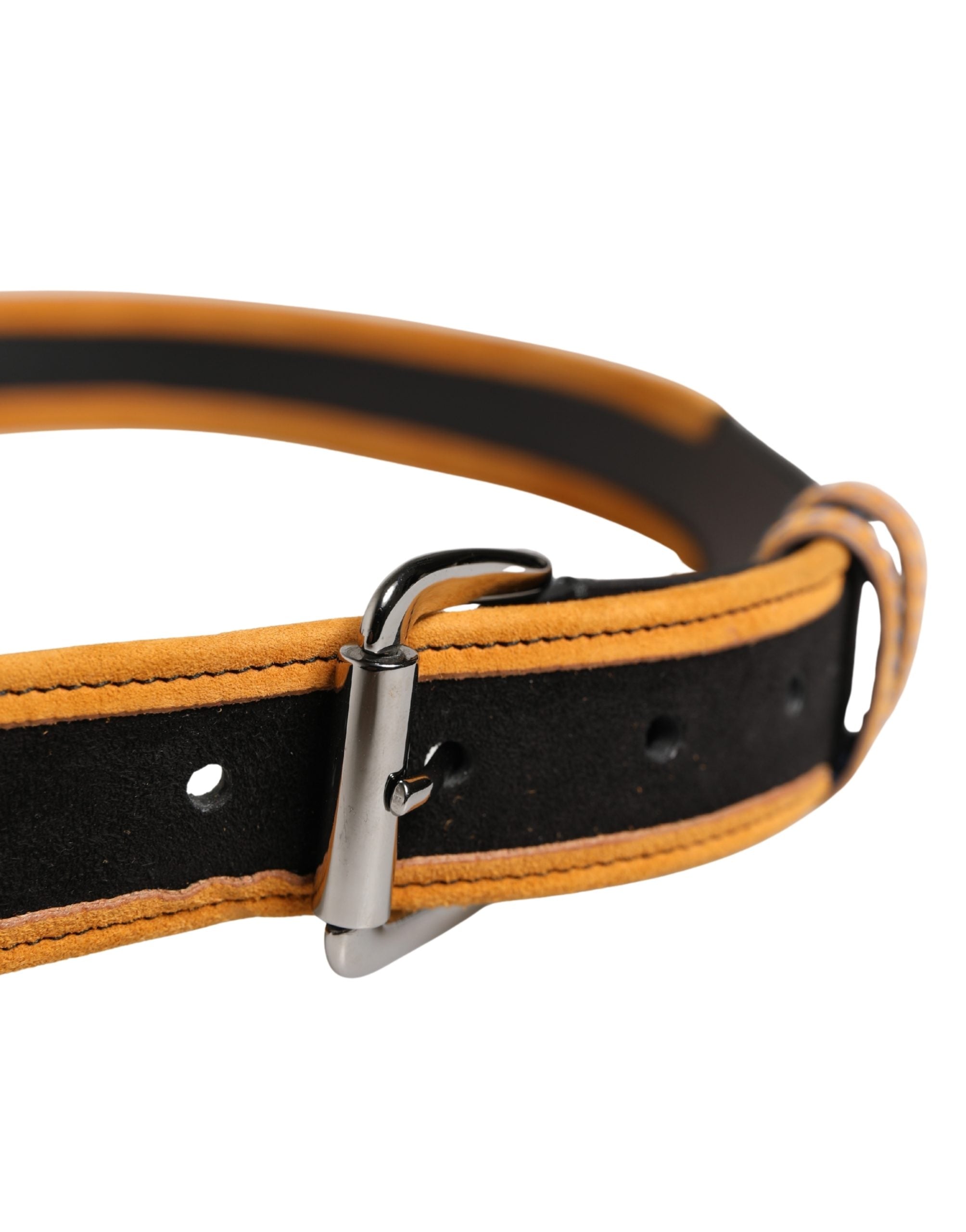Men Black Orange Polyester Metal Buckle Belt