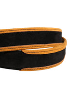 Men Black Orange Polyester Metal Buckle Belt