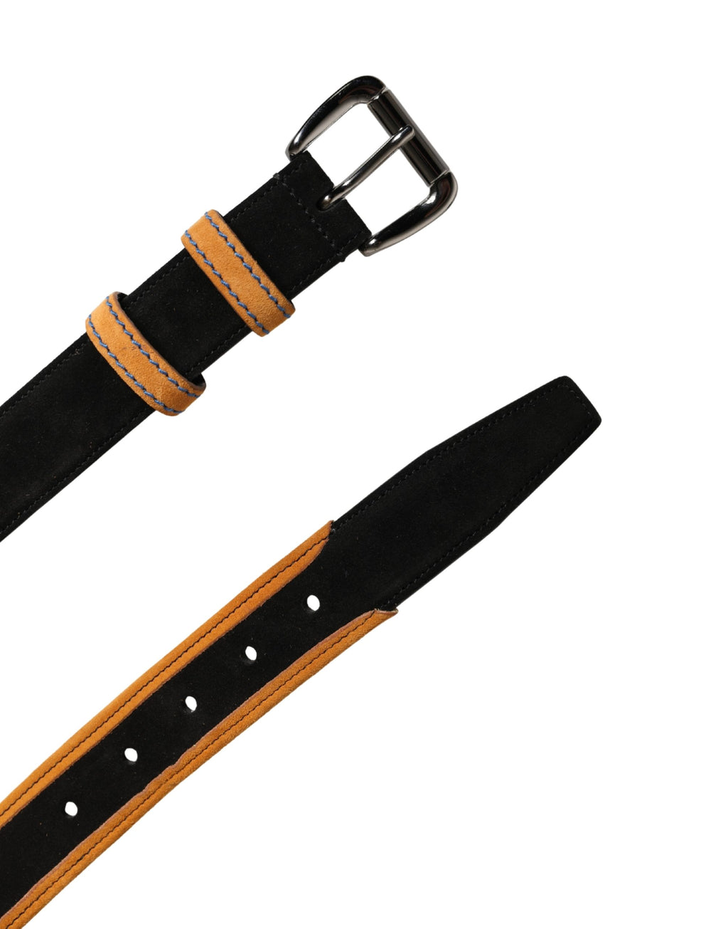 Men Black Orange Polyester Metal Buckle Belt