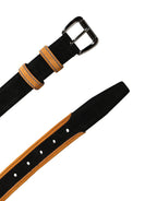 Men Black Orange Polyester Metal Buckle Belt