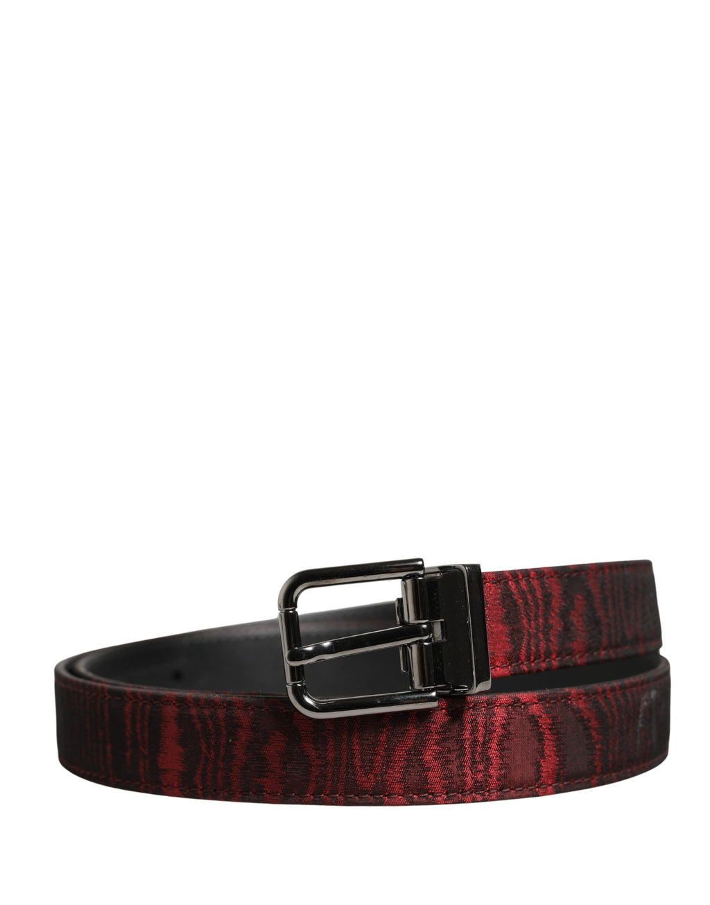 Men Red Jacquard Acetate Metal Buckle Belt