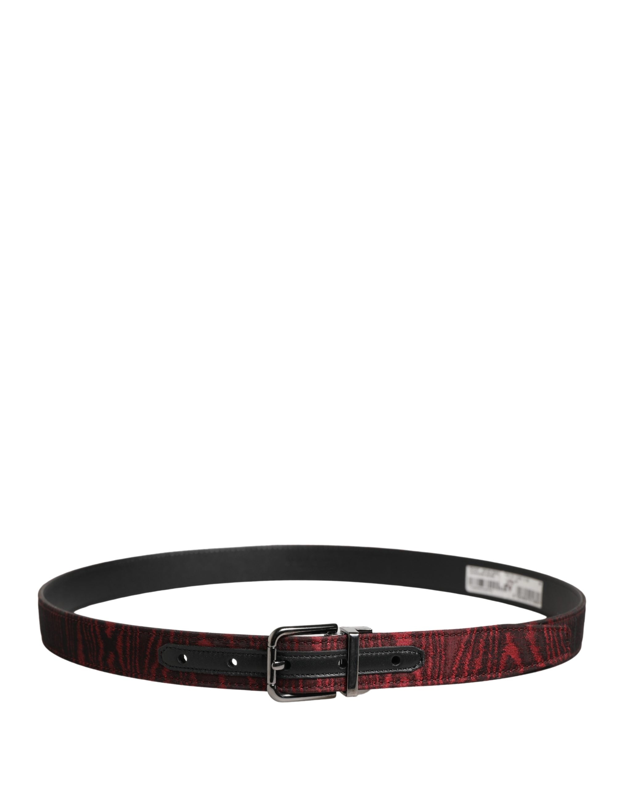 Men Red Jacquard Acetate Metal Buckle Belt