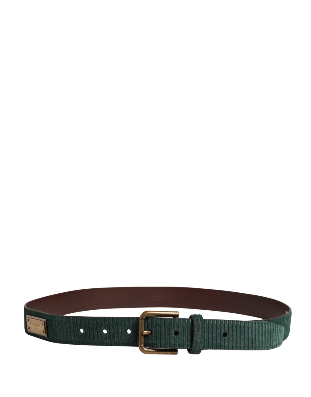 Men Green Velvet Leather Metal Buckle Belt