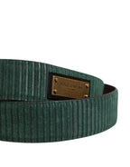 Men Green Velvet Leather Metal Buckle Belt