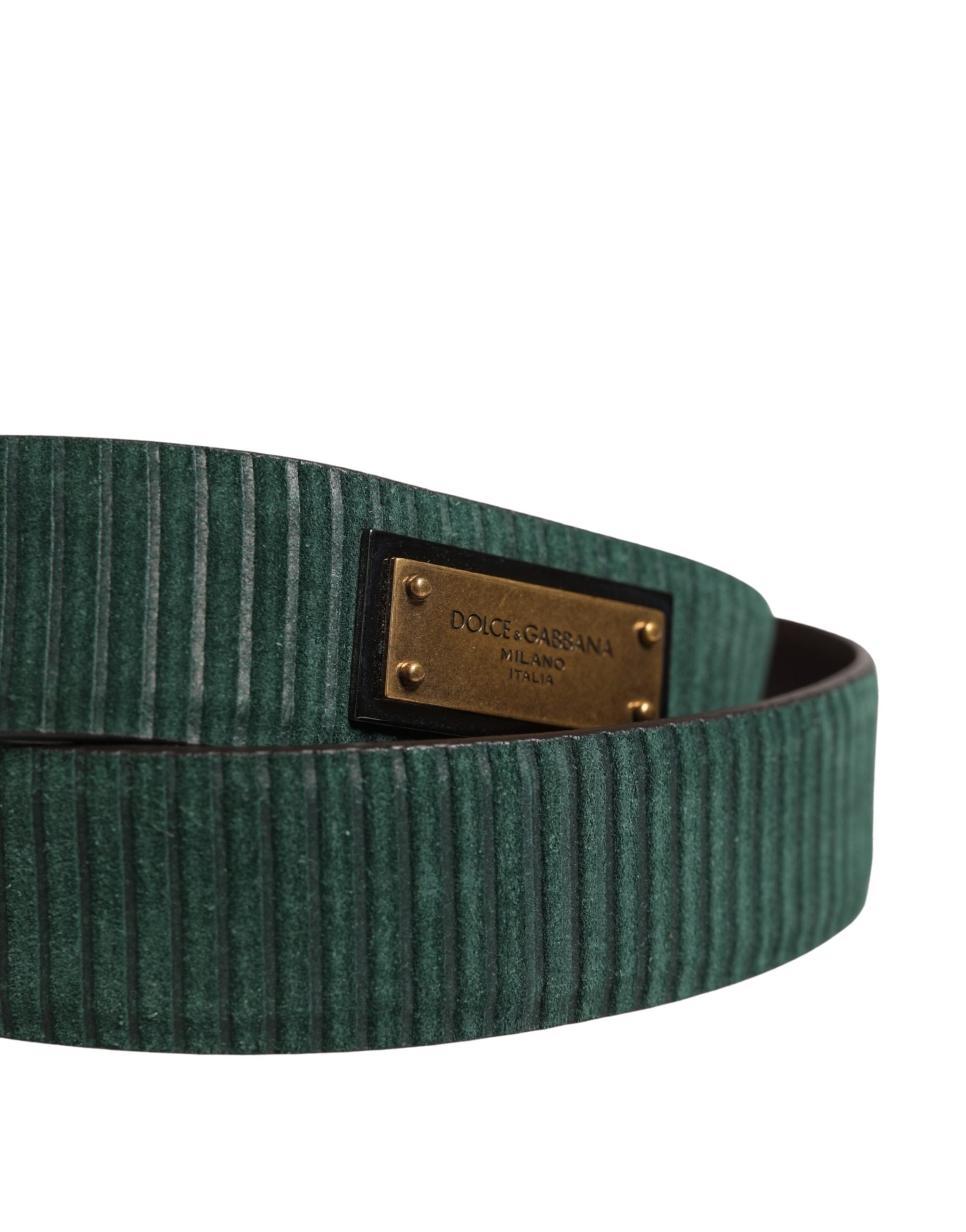 Men Green Velvet Leather Metal Buckle Belt