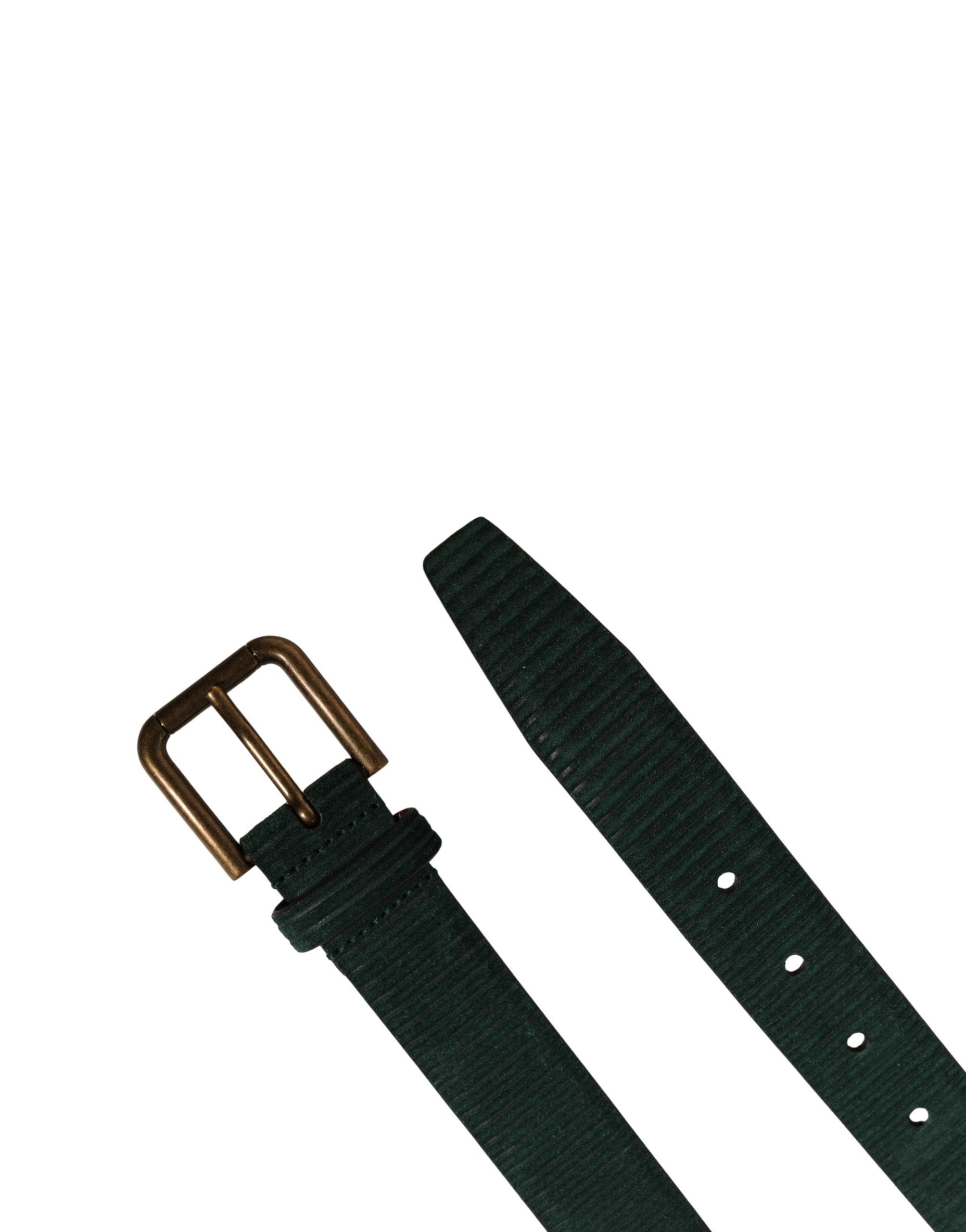 Men Green Velvet Leather Metal Buckle Belt