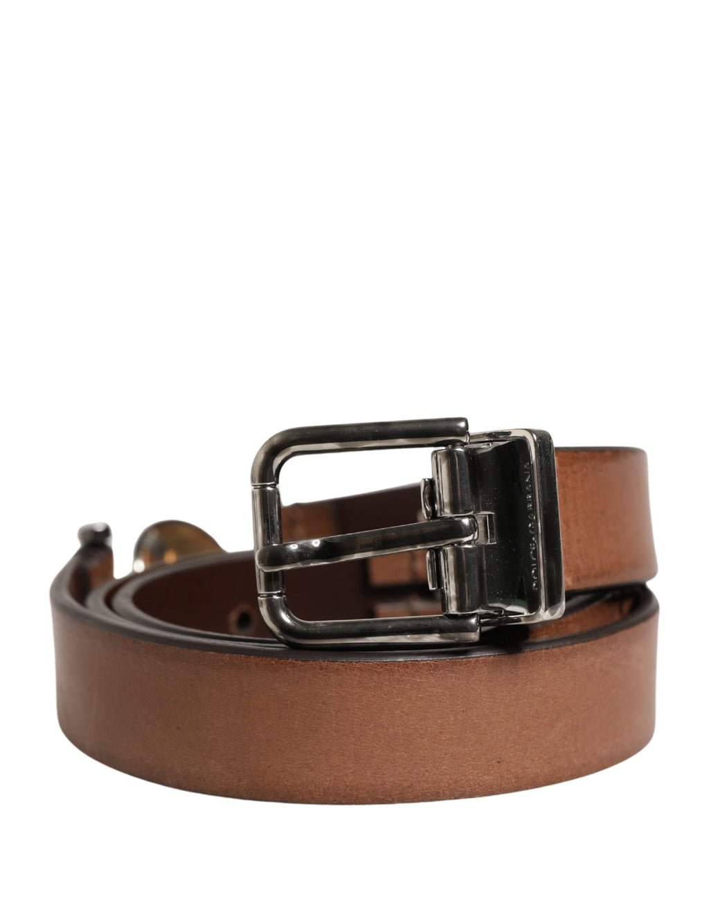 Men Brown Classic Leather Metal Buckle Belt