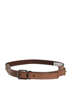 Men Brown Classic Leather Metal Buckle Belt