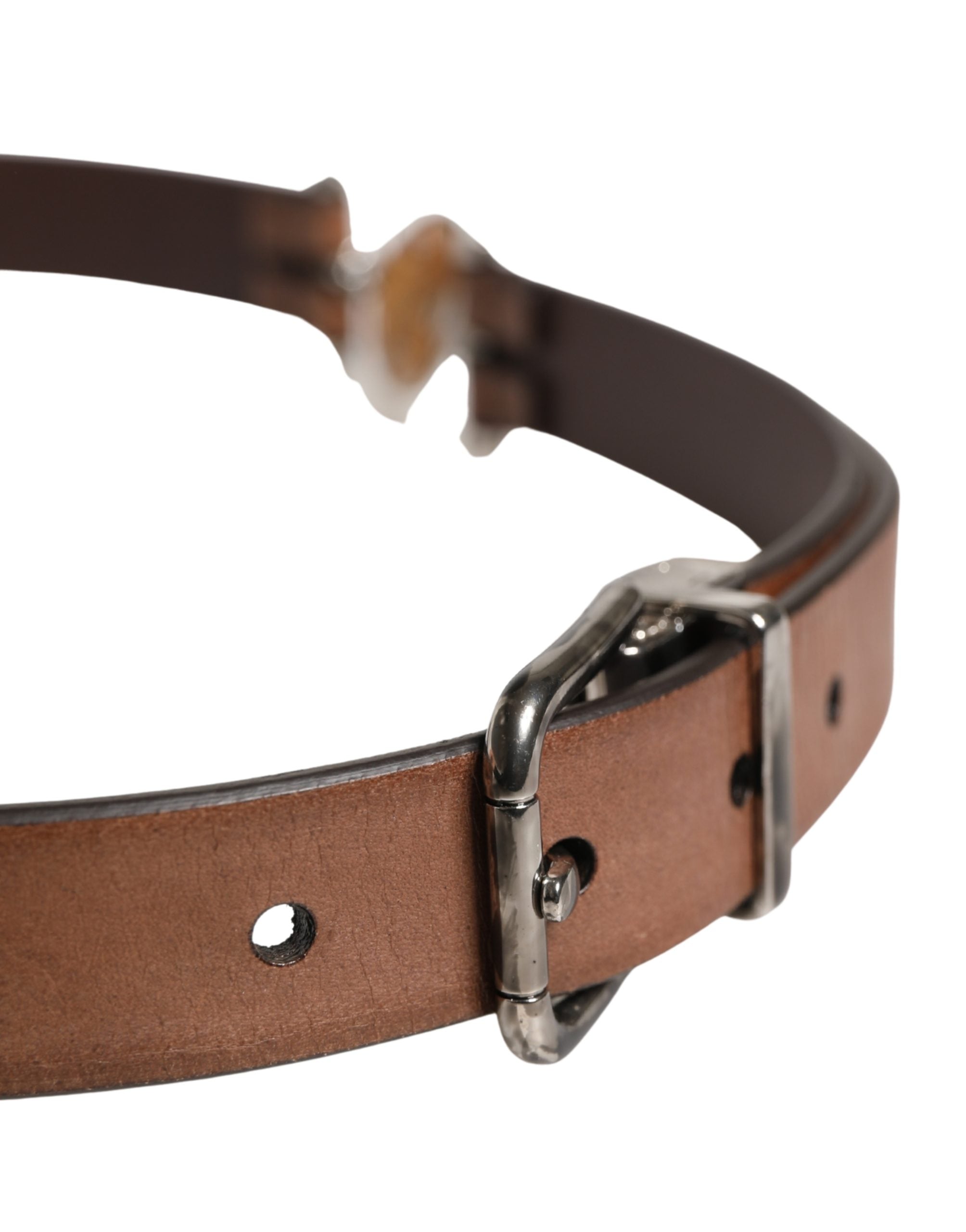 Men Brown Classic Leather Metal Buckle Belt