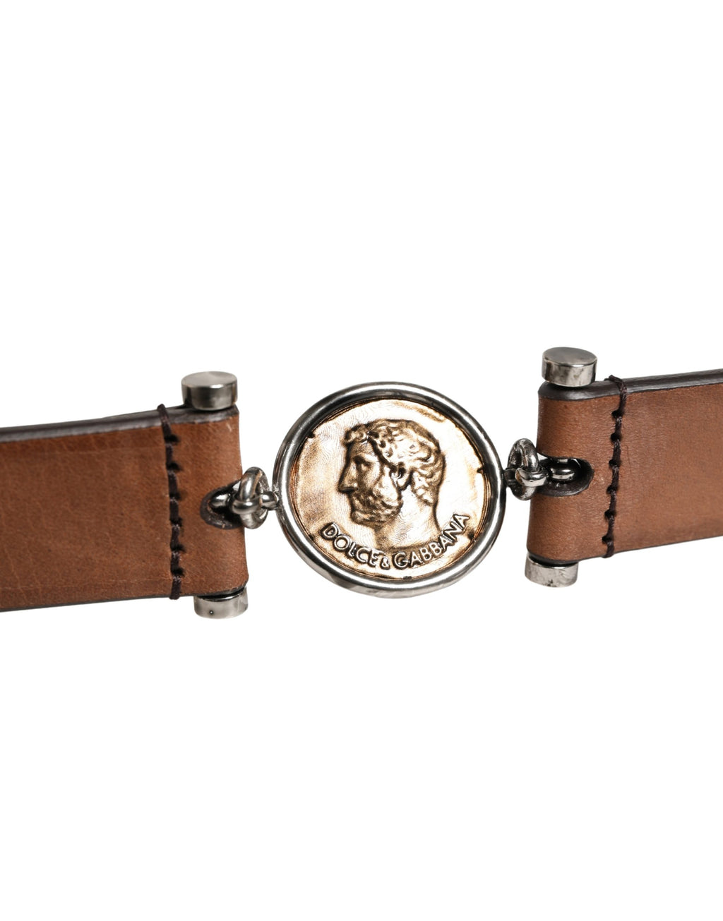 Men Brown Classic Leather Metal Buckle Belt