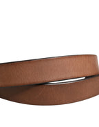 Men Brown Classic Leather Metal Buckle Belt