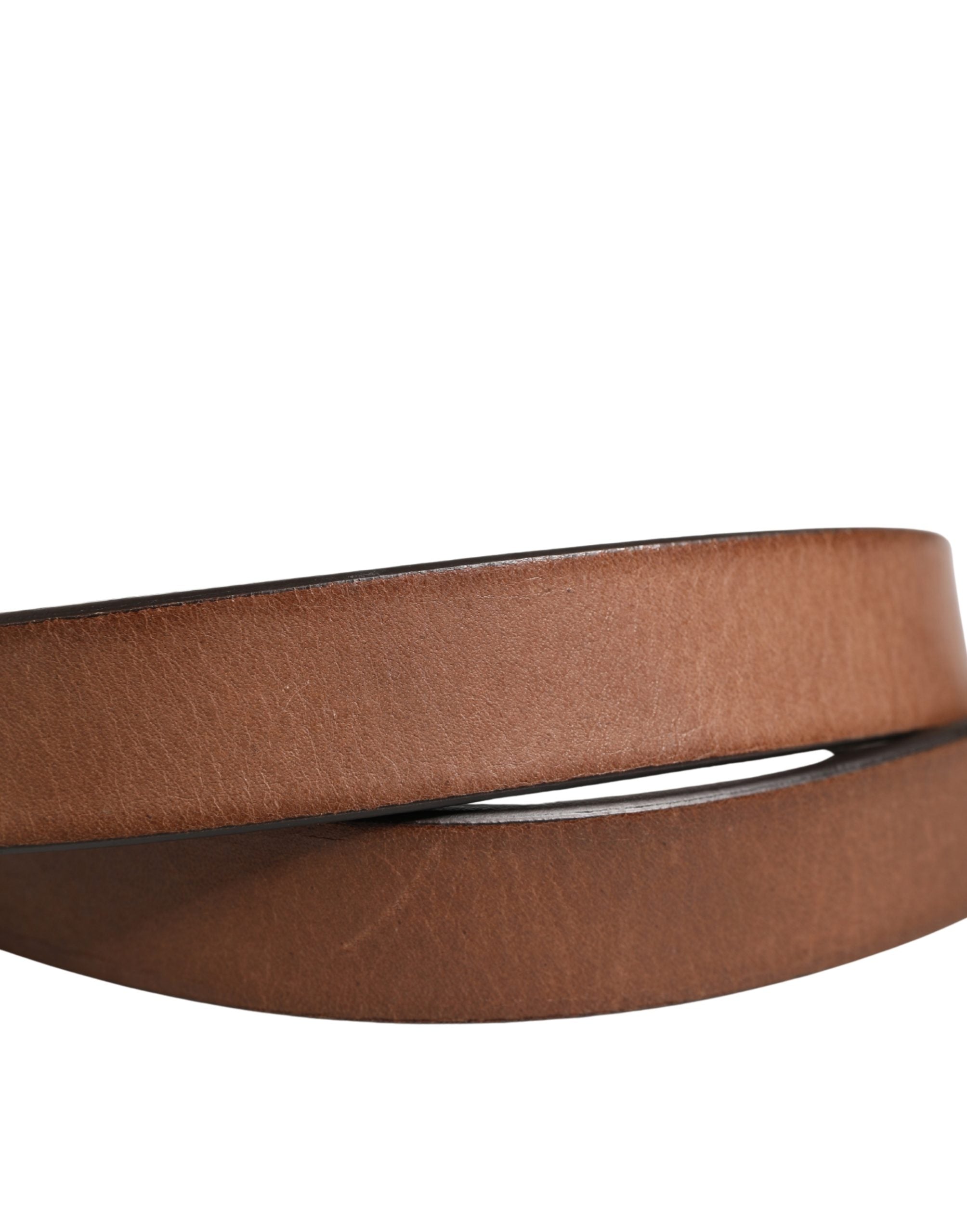 Men Brown Classic Leather Metal Buckle Belt