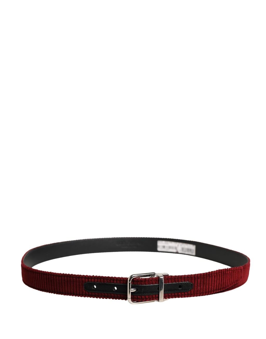 Men Red Velvet Leather Metal Buckle Belt