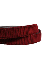 Men Red Velvet Leather Metal Buckle Belt